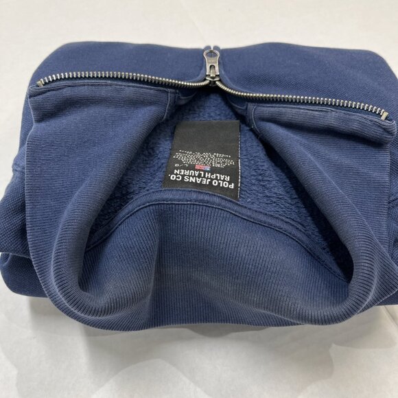 Polo Jeans Company Jacket Mens L Navy Blue Flag Embroidered Full Zip Preppy - Picture 9 of 9